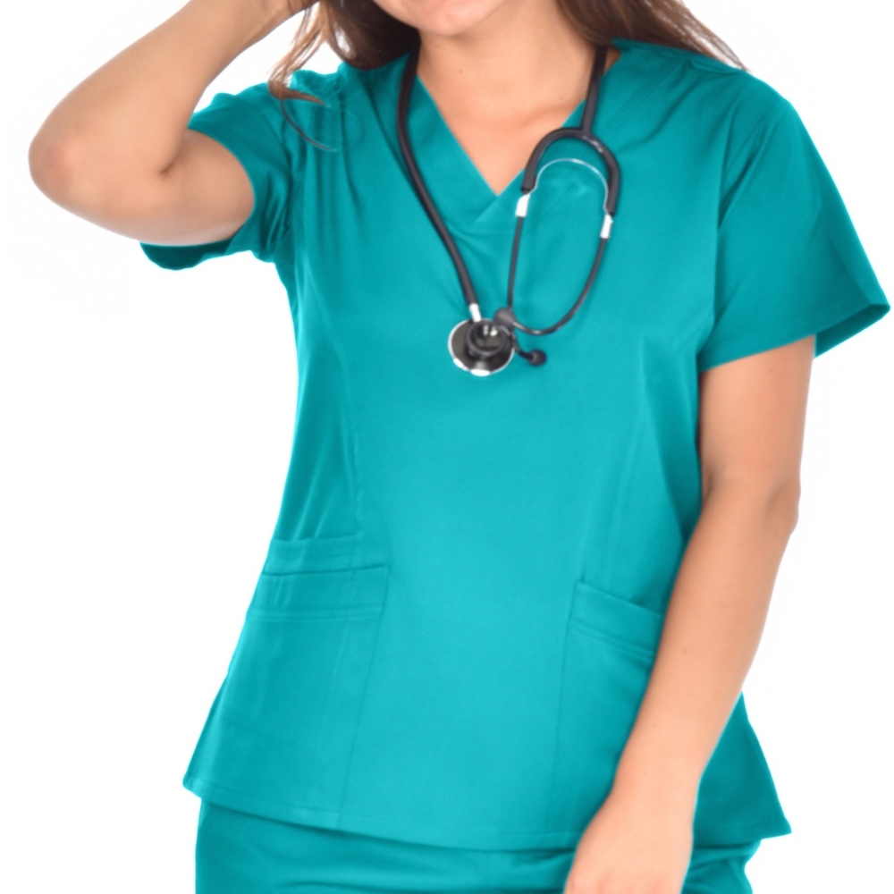 Mini Marilyn Teal 4 Way Stretch Scrub Top XS-XXL